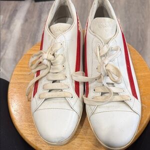 Prada White and Red Casual Sneakers